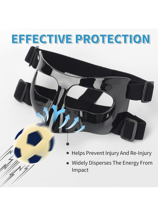 Adjustable Sports Nose and Face Protection Mask - Comfortable Face Guard for Fractures and Sports Injuries (Football, Basketball) with Extra Cushioning Pads - Black - Image 4